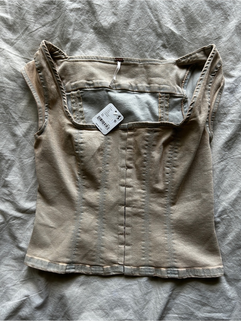 Free People Neutral Beige Corset Crop Top XS NWT